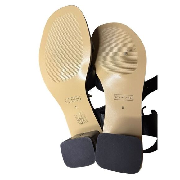 NEW EVERLANE The Italian Leather Buckle Heel Black Adjustable 9 - Picture 6 of 7